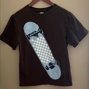 Crazy 8 Brown Tee with Blue Checkered Skateboard